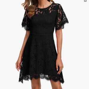 Black Floral Lace Cocktail Dress
